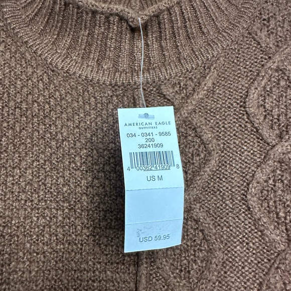 NWT American Eagle Brown Knitted Pullover Mock Neck Sweater Size Medium - Picture 4 of 6